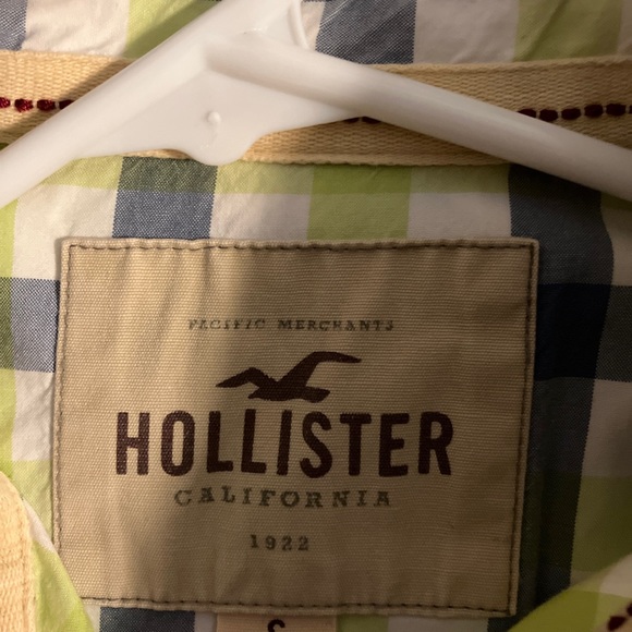Hollister Men Small Button Down Shirt Blue Green Pattern - Picture 3 of 4
